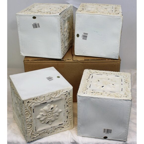 Southern Living 4pc Metal Box Press Tin Distressed Emboss Planter Storage 40055 - Picture 5 of 5